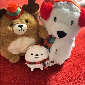 American Greetings Cute Plush Dog , snowman and Reindeer . NWT